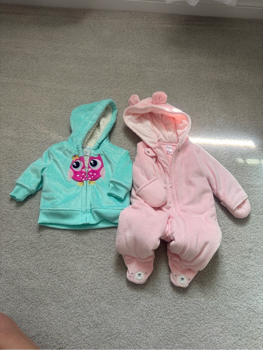Kids Plush Hooded One-Piece Romper - Pink